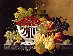 Still Life with Strawberry Basket, Severin Roesen, 1860–1871