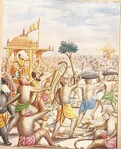 Killing of Ravana Painting by Balasaheb Pant Pratinidhi