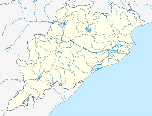 Map showing major cities in Odisha, India