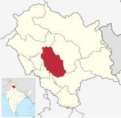 Location of Mandi district in Himachal Pradesh