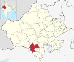 Location of Udaipur district in Rajasthan