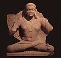 Bodhisattva Maitreya (water bottle on left thigh), Mathura, 2nd century CE.