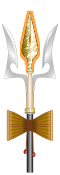 Shiva's trishula with damaru.