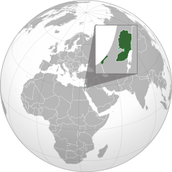 Territory claimed by Palestine (green)[2] Territory also claimed by Israel (light green)