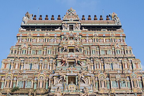 Nataraja Temple gopuram artwork in Chidambaram, Tamil Nadu