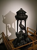 Japanese Incense Burner, Signed 'Dai Nippon, Koko Sei', Patinated bronze inlaid with gilt bronze and other soft metal alloys c.1877