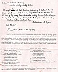 Page 2 of Tagore's translation of "Jana Gana Mana" on 28 February 1919, at the Besant Theosophical College