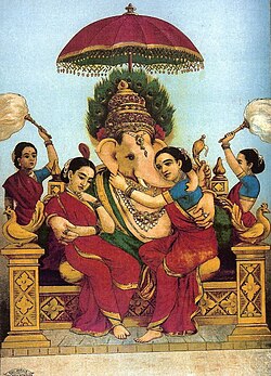 Lord Ganesha with Siddhi and Buddhi