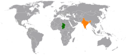 Map indicating locations of Chad and India