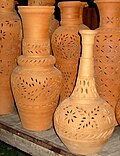 Different shapes of clay pots mostly made in Gujrat