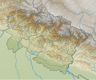 Location of Bhimtal Lake within Uttarakhand