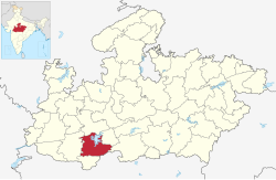 Location of Khandwa district in Madhya Pradesh
