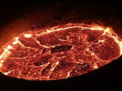 A pot of molten iron being used to make steel.
