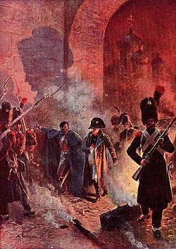 Moscow (1812). Napoleon leaves the Kremlin, painting by Maurice Orange.