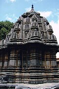 Close up of Sadashiva temple with Hoysala nagara shrine and superstructure (Hoysala adaptation of nagara style of architecture) at Nuggehalli