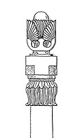 The fan-palm capital, found next to the Heliodorus pillar, is associated with Saṃkarṣaṇa.[55][56]