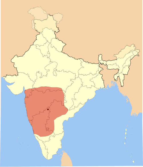 Map of Western Chalukya empire in the 12th century AD