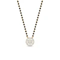 Modern mangalsutra with a diamond covered fancy pendant.