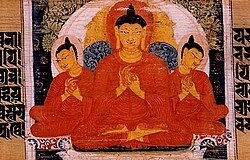 The Multiplication of Buddhas, manuscript illustration, Nalanda, after 700