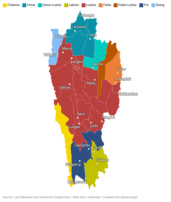 Map of Mizo tribes