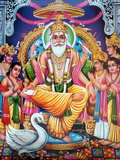 Vishvakarman, Divine Architect of Vedas in a modern Hindu representation: note chhatra