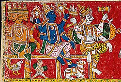 Trimurti, painting from Andhra Pradesh