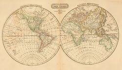 An old double-hemisphere map of the world