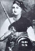 Lakshmibai, the Rani of Maratha-ruled Jhansi, one of the principal leaders of the Indian rebellion of 1857