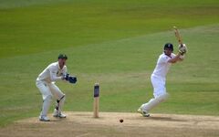 Ian Bell batting against Australia at Trent Bridge. Brad Haddin is keeping wicket.