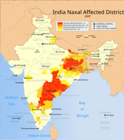 India Naxal affected districts map.svg