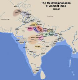 Map of the 16 Mahājanapadas.[1]
