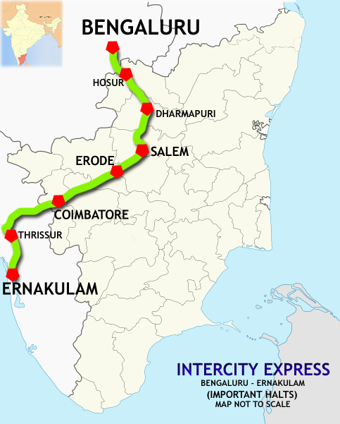 (Bangalore–Ernakulam) Intercity Express route map