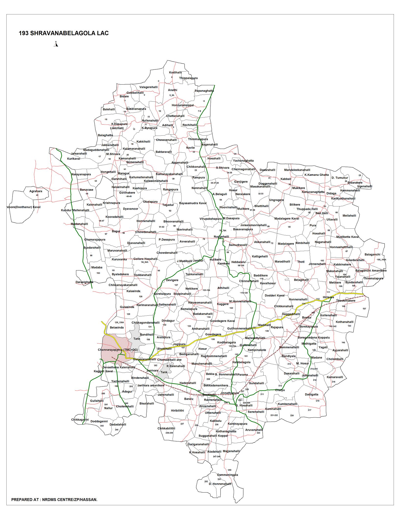 Village Map of Shravanabelagola Assembly constituency, Channarayapatna Taluk