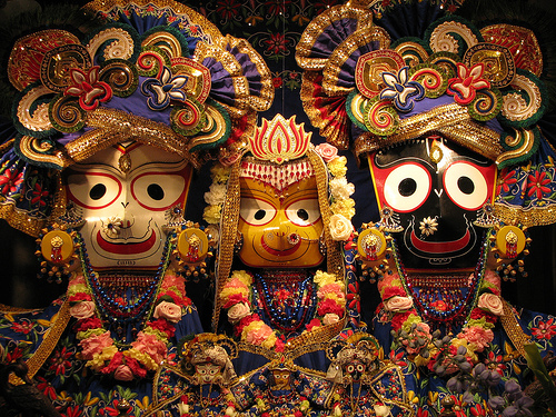 Balabhadra, Subhadra and Jagannath idols in Odhisa.
