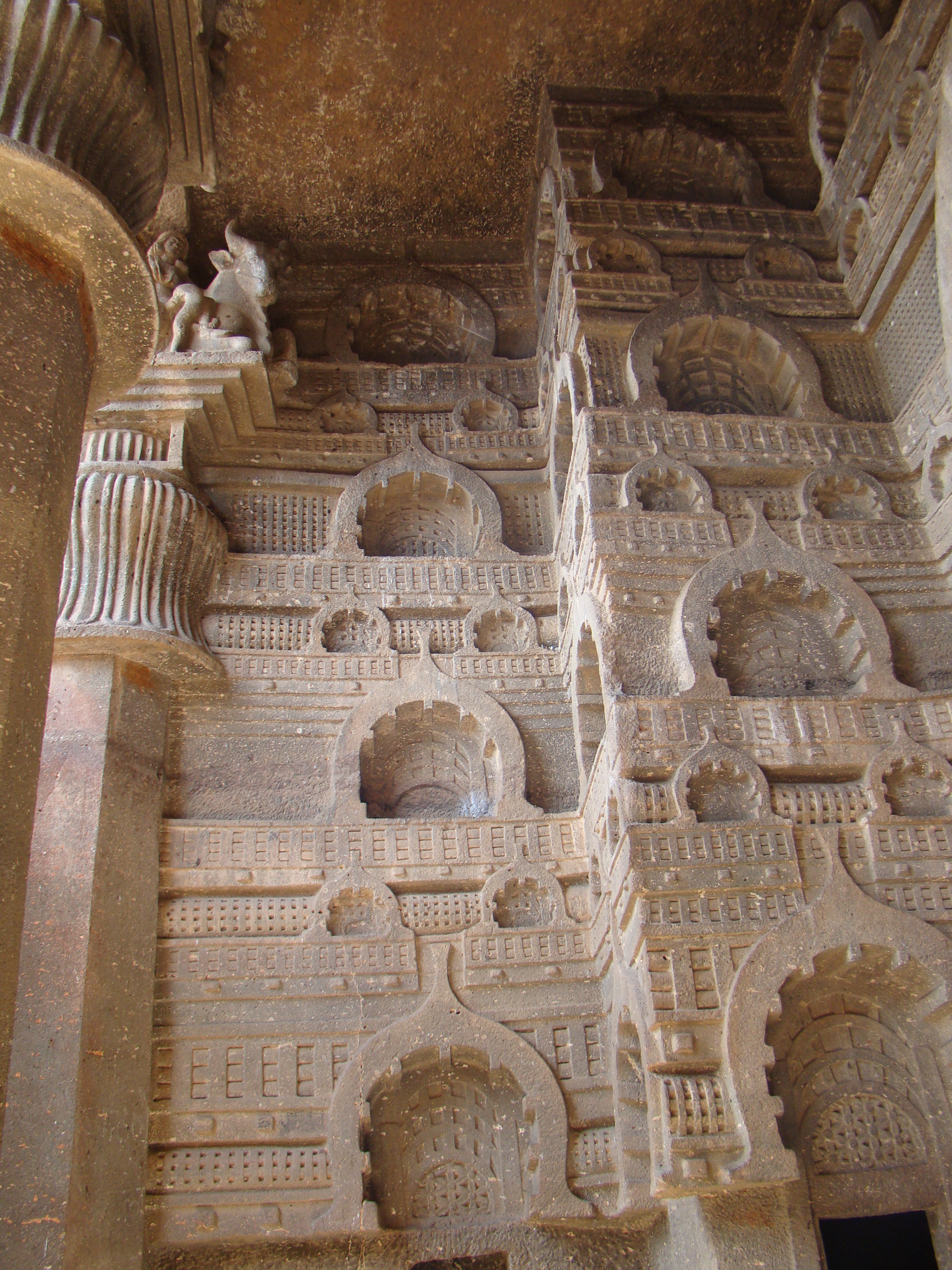 Side wall inside the chaitya verandah