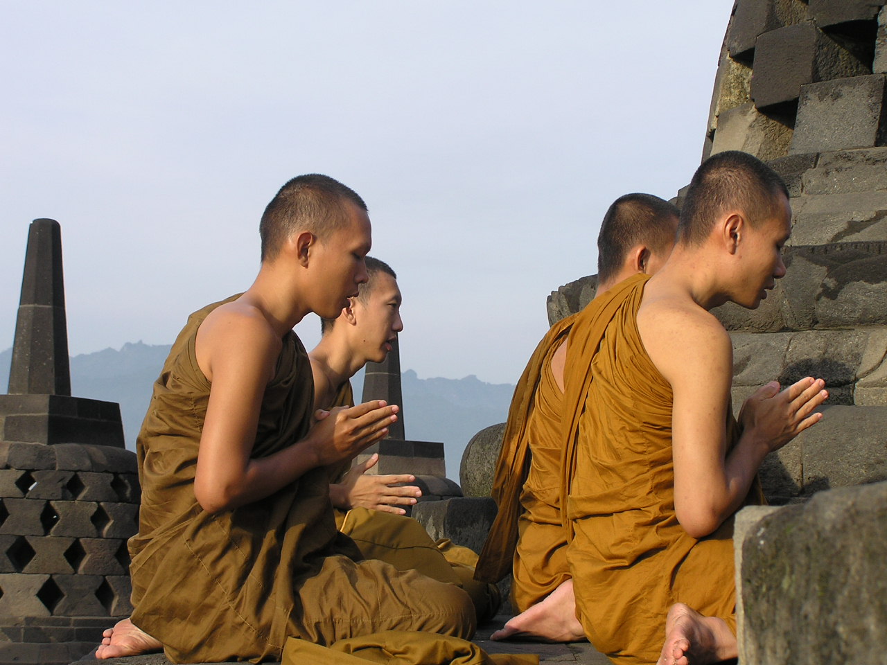 Buddhist monks pilgrim in Indonesia