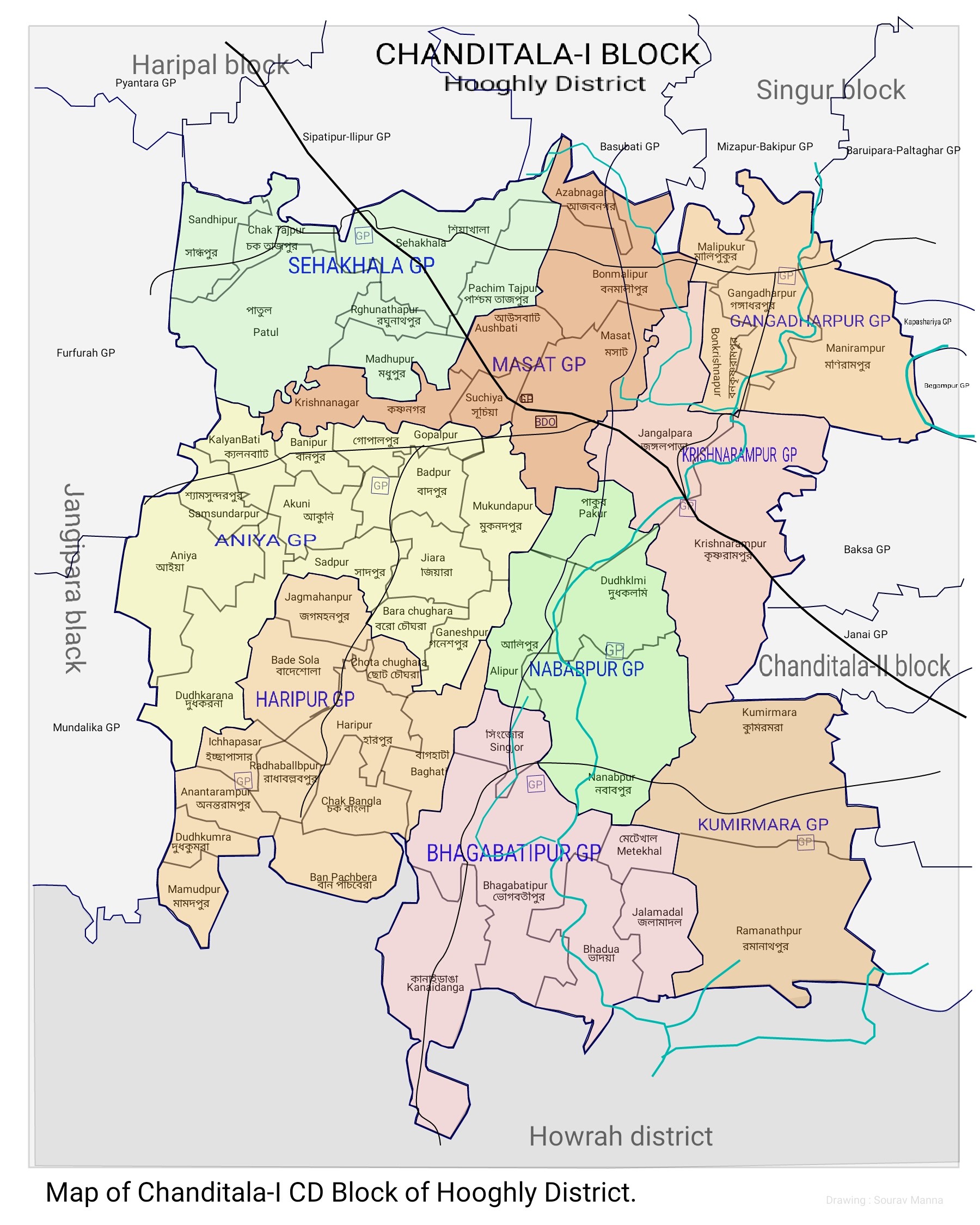 Map of Chanditala-I CD block