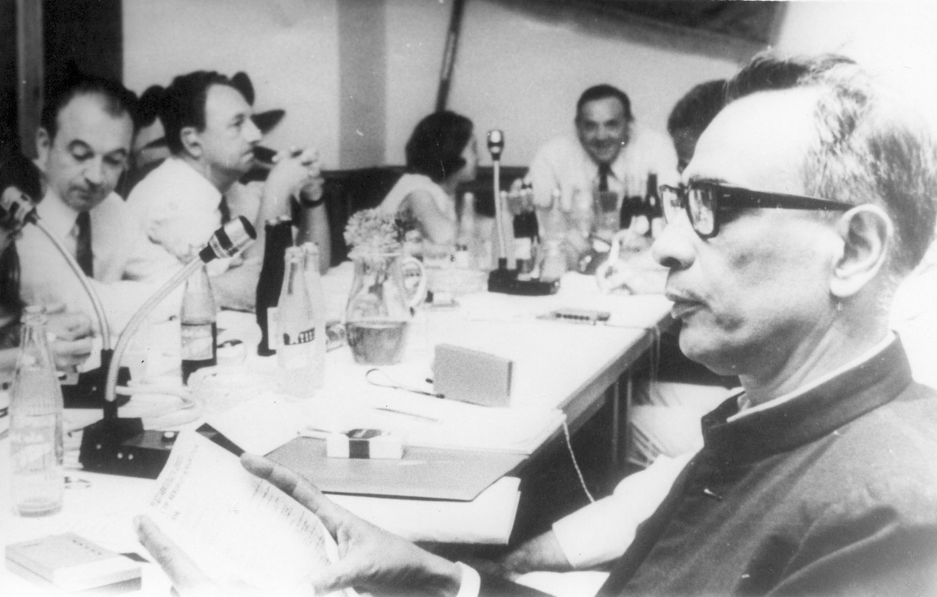 H. K. Konar leading the conference of the TUIAFPW, in the 1970s
