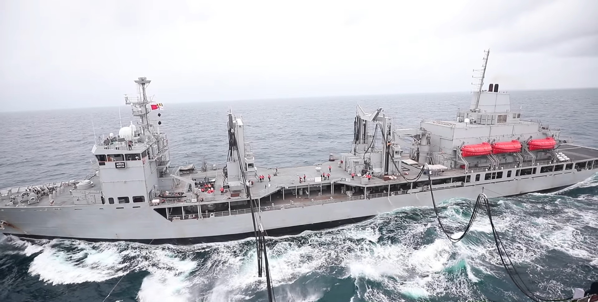 Aditya refueling the aircraft carrier INS&nbsp;Vikramaditya