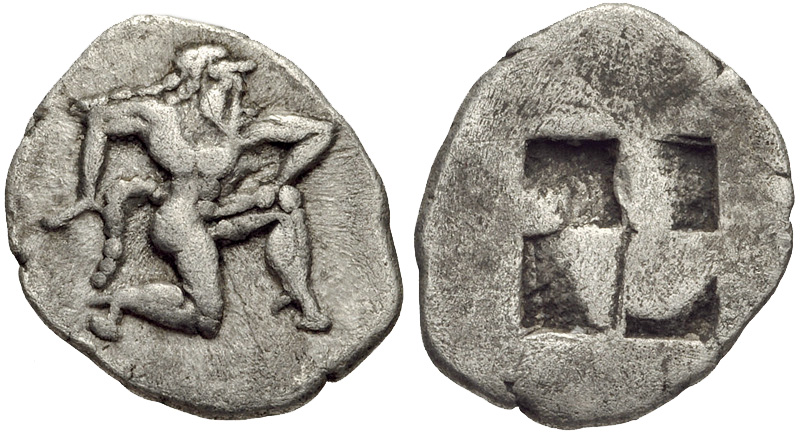 Archaic coin of Thasos, circa 500-463 BCE.[31]