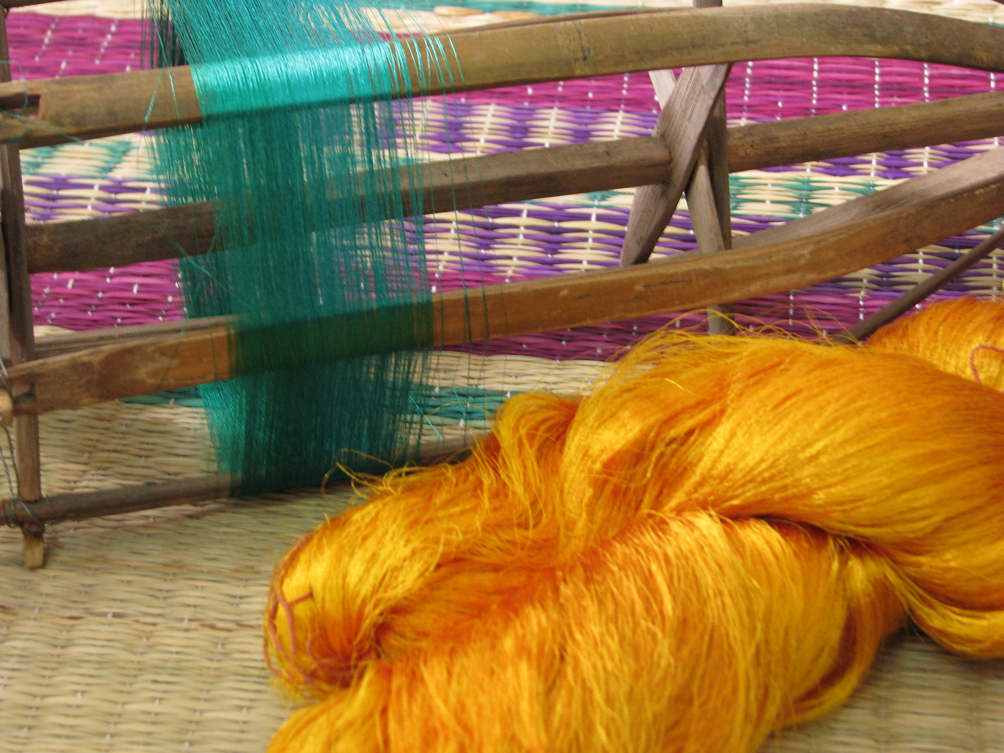 Dyed silk yarns for sari