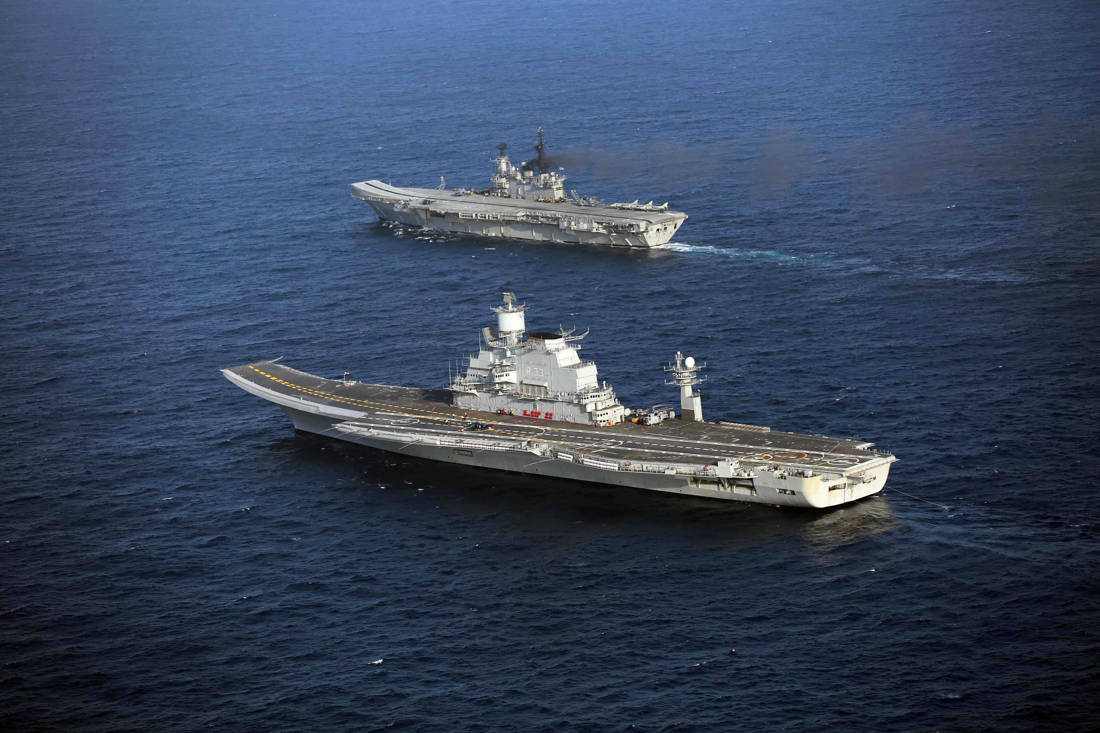 File:Indian Navy's aircraft carriers INS Viraat and Vikramaditya.jpg