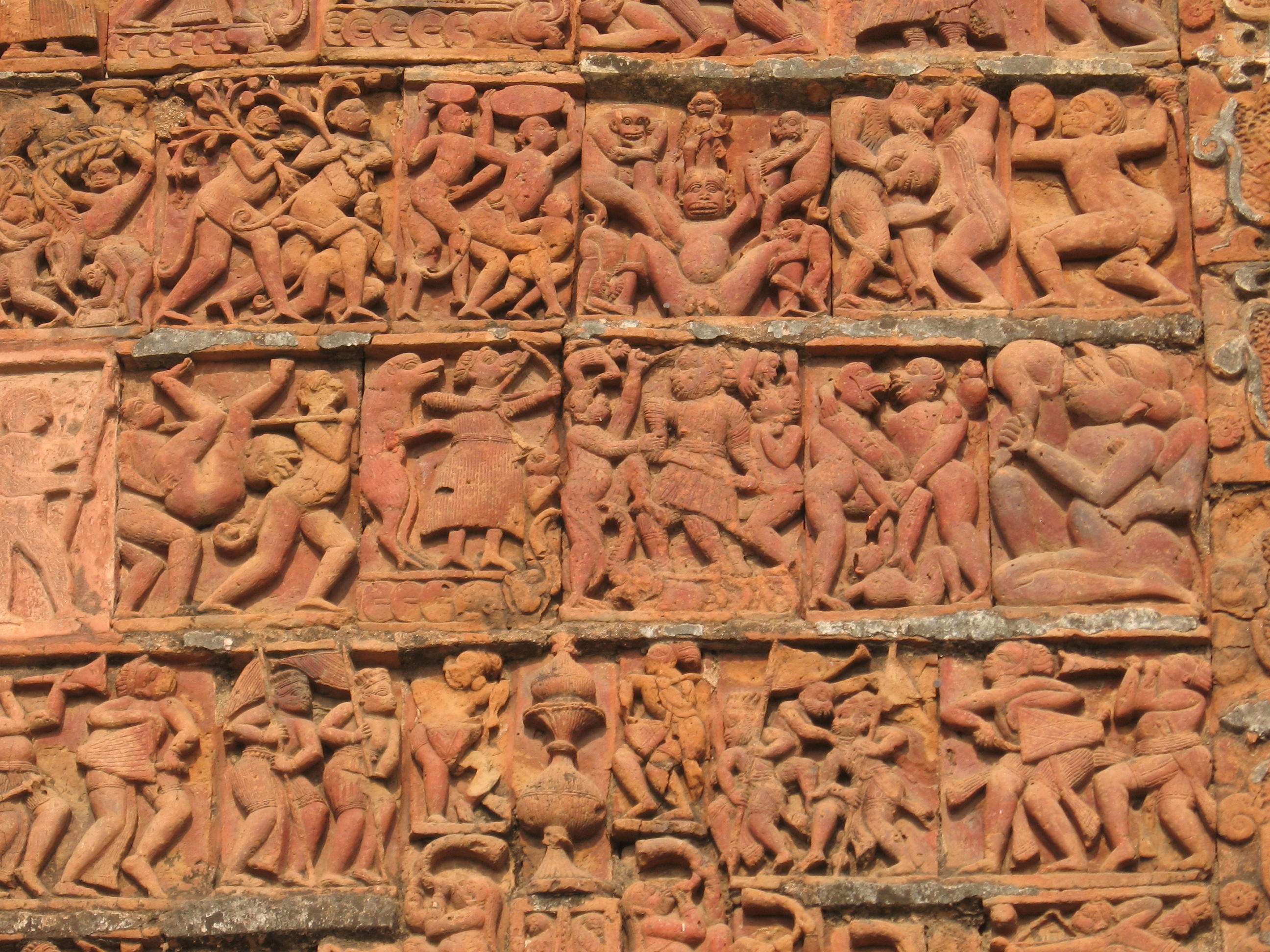 Terracota carvings in Radhabinode temple at Jaydev Kenduli