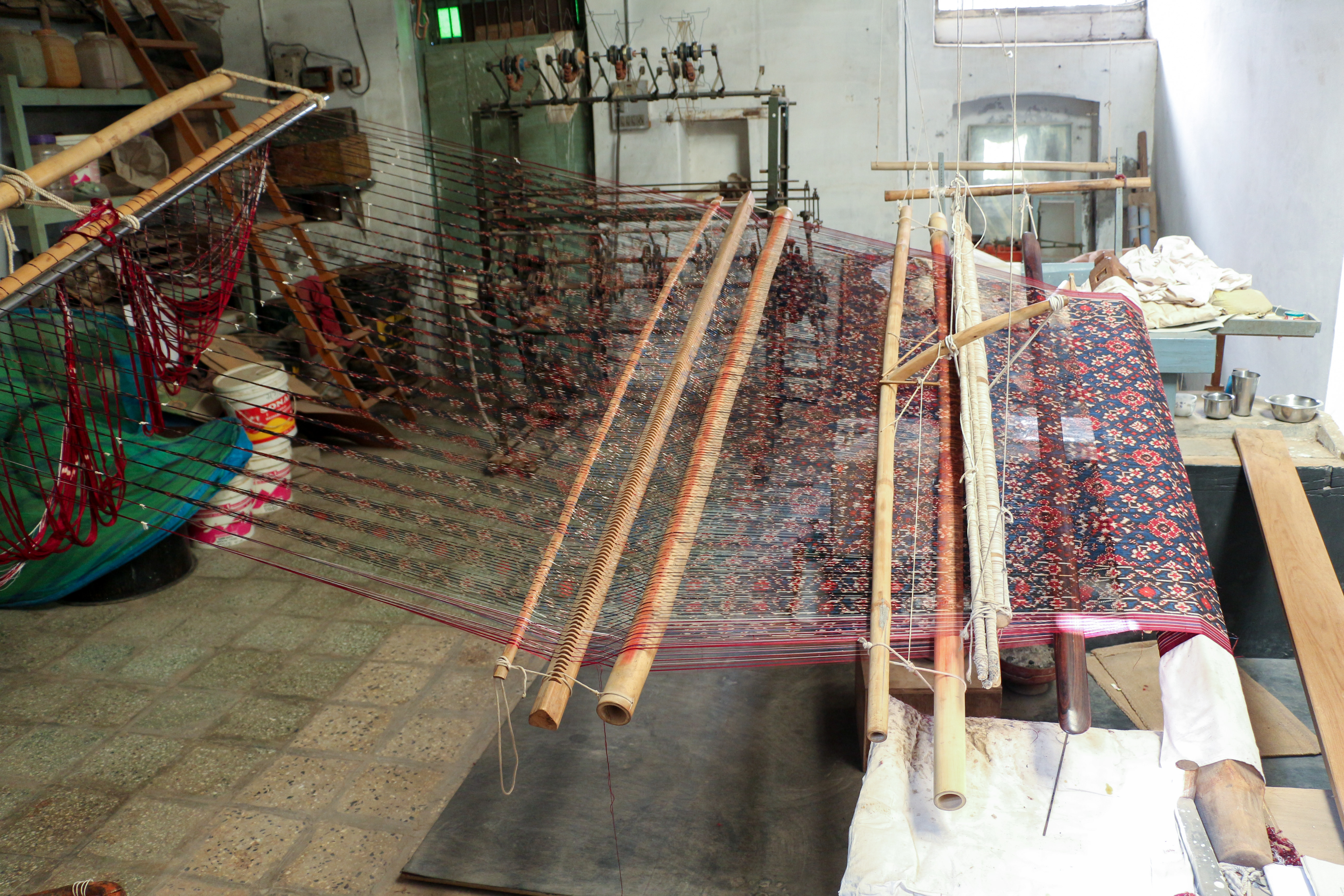 Double-Ikat handloom for Patola sari in Gujarat