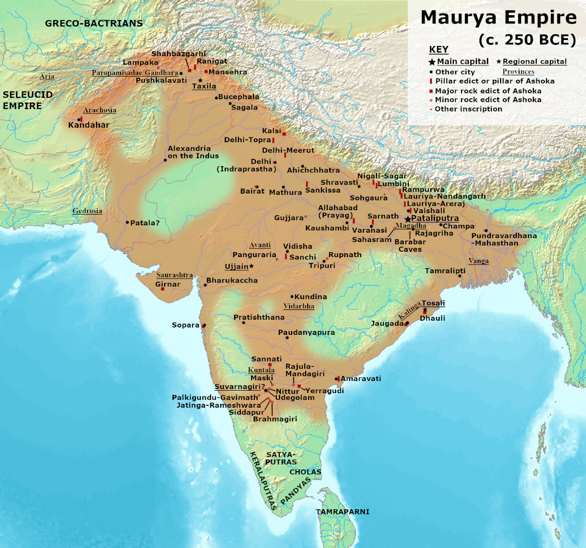 Territories of the Maurya Empire conceptualized as core areas or linear networks separated by large autonomous regions in the works of scholars such as: historians Hermann Kulke and Dietmar Rothermund;[4] Burton Stein;[5] David Ludden;[6] and Romila Thapar;[7] anthropologists Monica L. Smith[8] and Stanley Jeyaraja Tambiah;[7] archaeologist Robin Coningham;[7] and historical demographer Tim Dyson.[9]