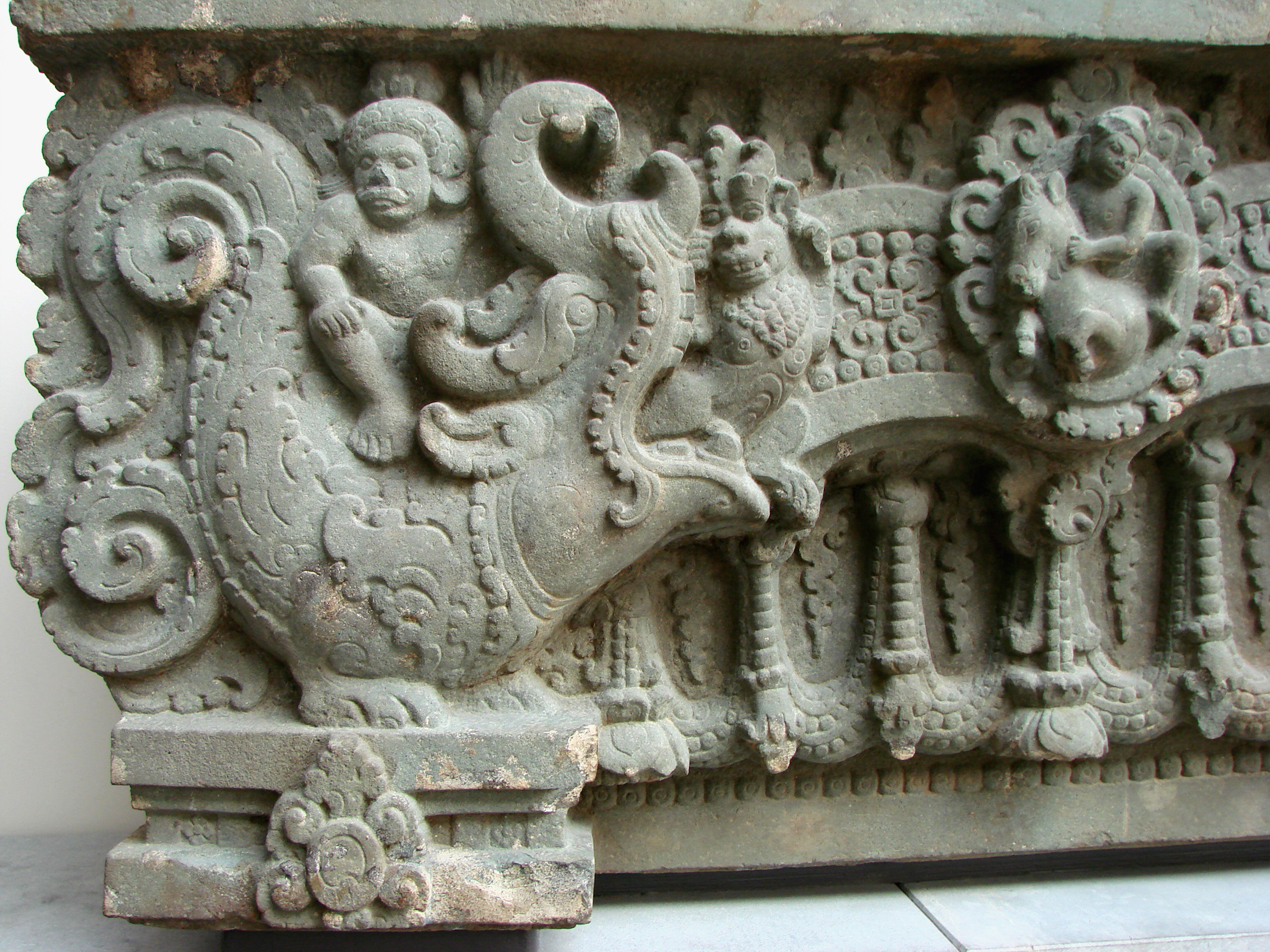Makara on lintel from Sambor Prei Kuk temple, Kampong Thom City, Cambodia