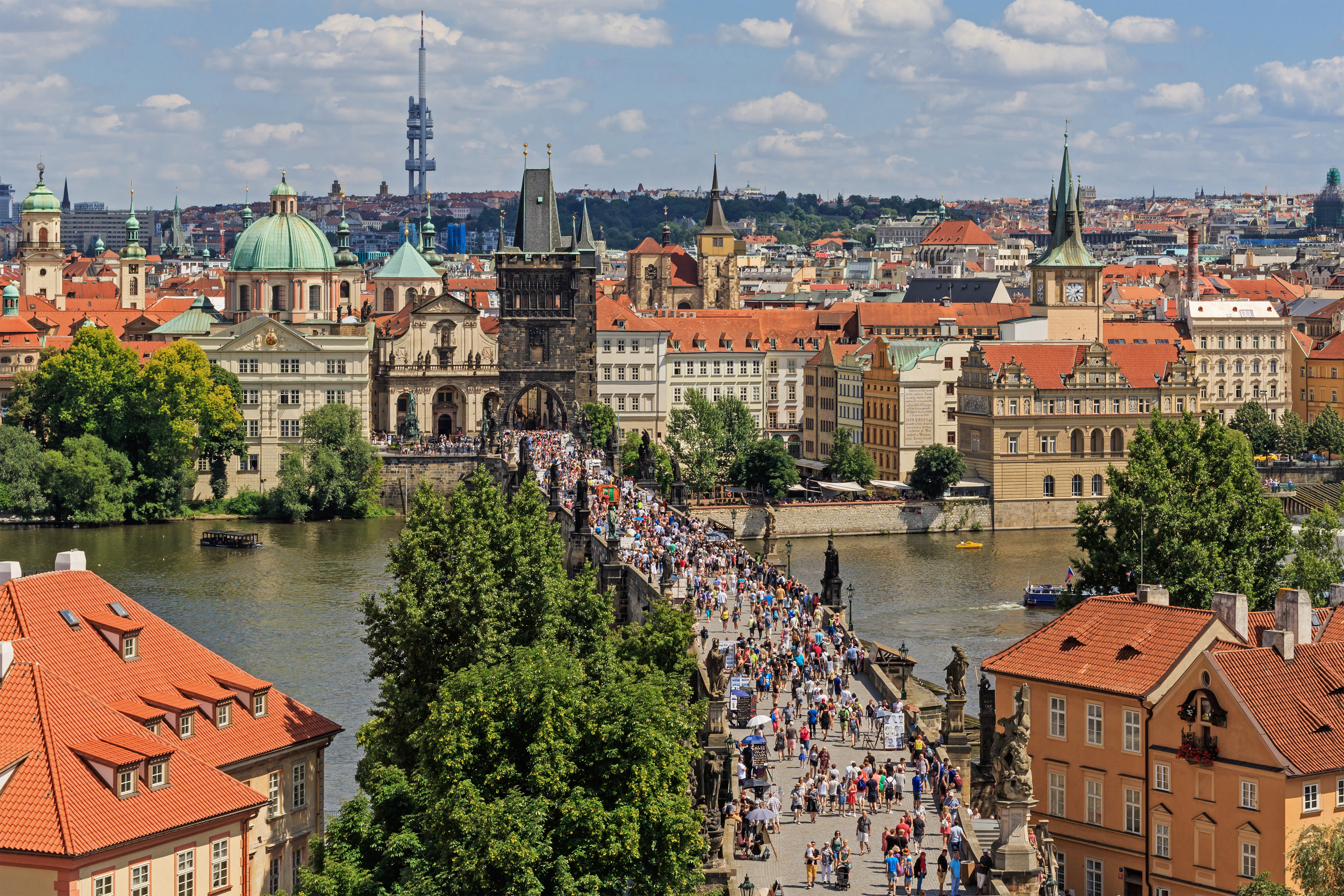 The Charles Bridge is a historic bridge from the 14th century.