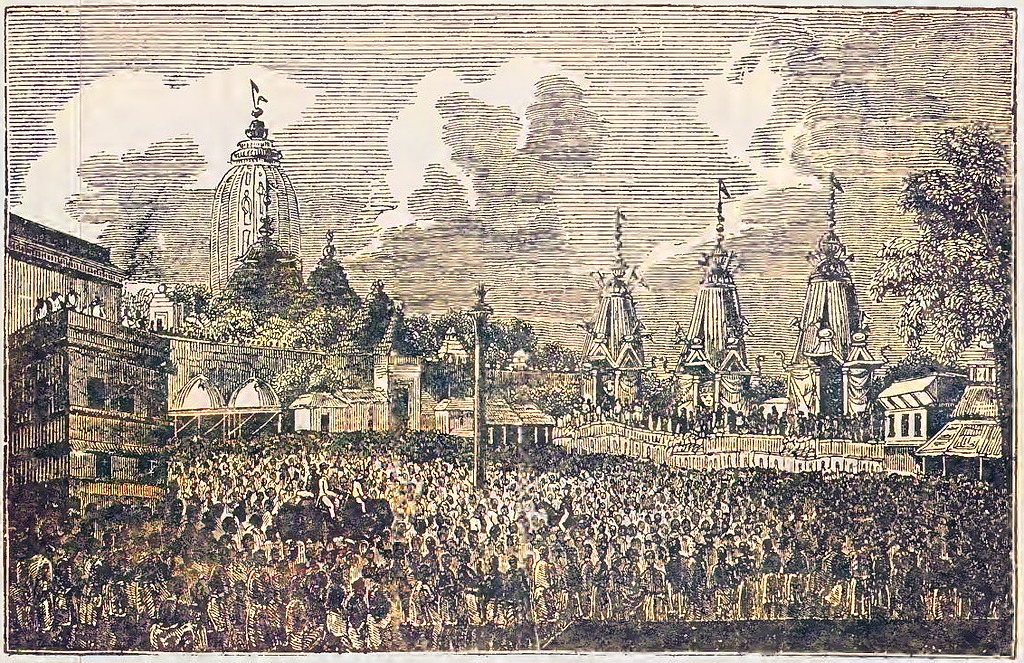 Drawing of Ratha Yatra, Puri, from the book, Account Of The Temple Of Jagannath, 1895