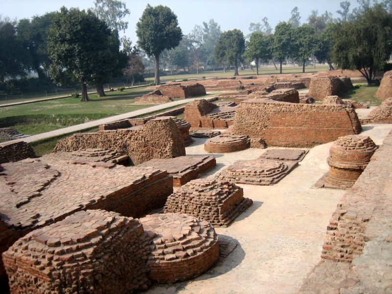 Remains of ancient stupas in Kushinagar