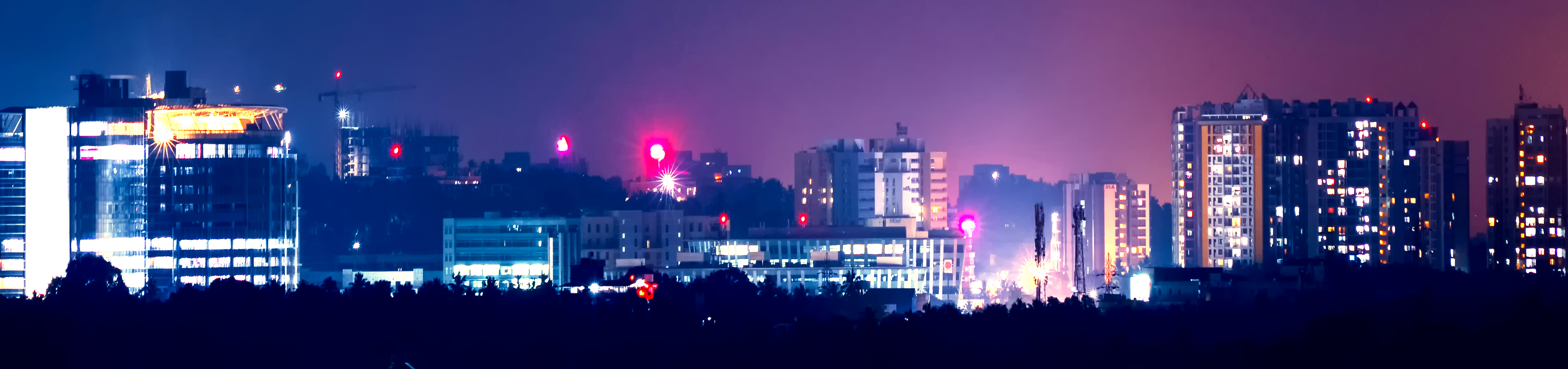 View of Technovalley, in the north western part of the city at night.